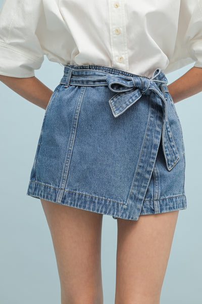 Hattie Belted Denim Skort