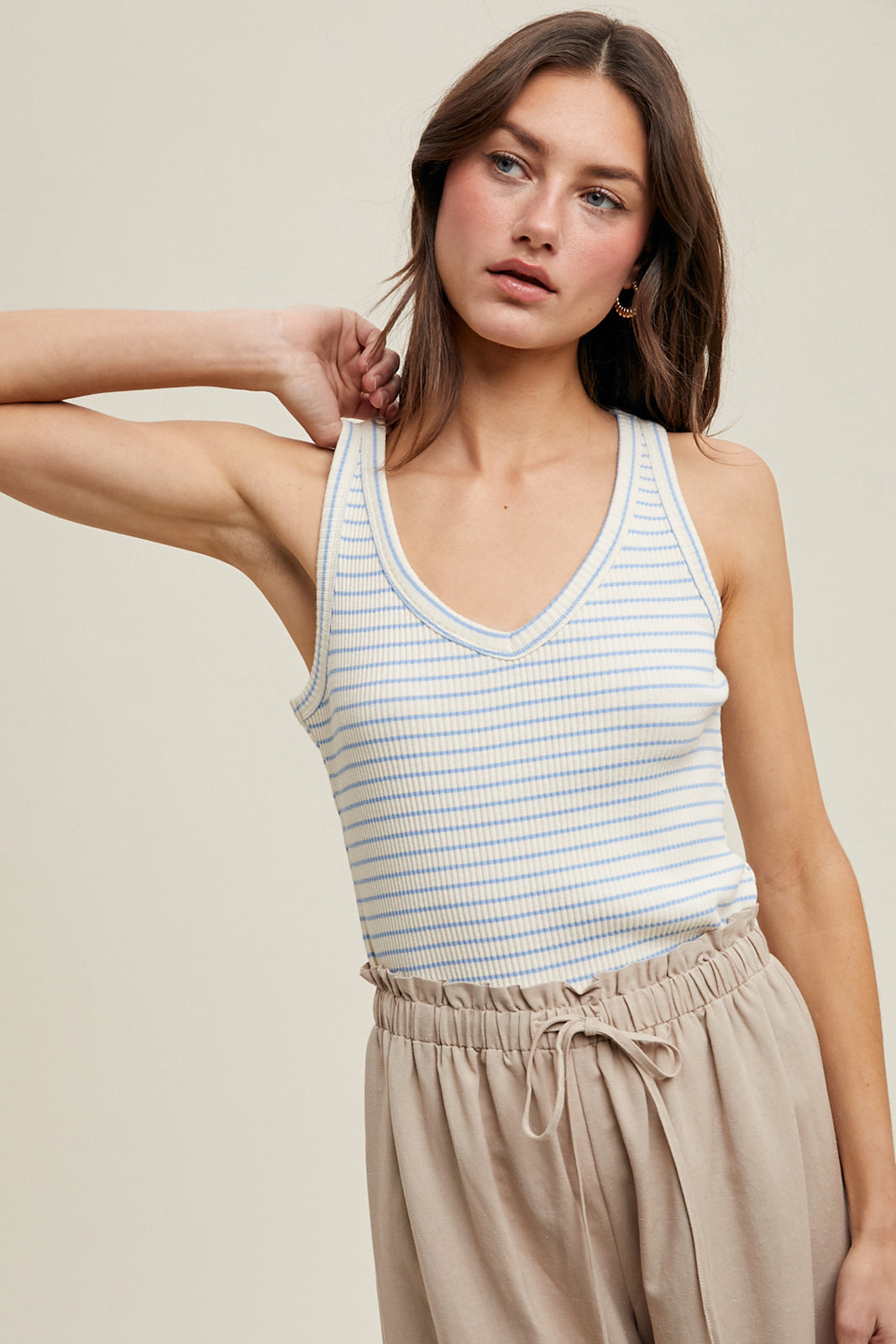 Alexis Striped V Neck Tank Top