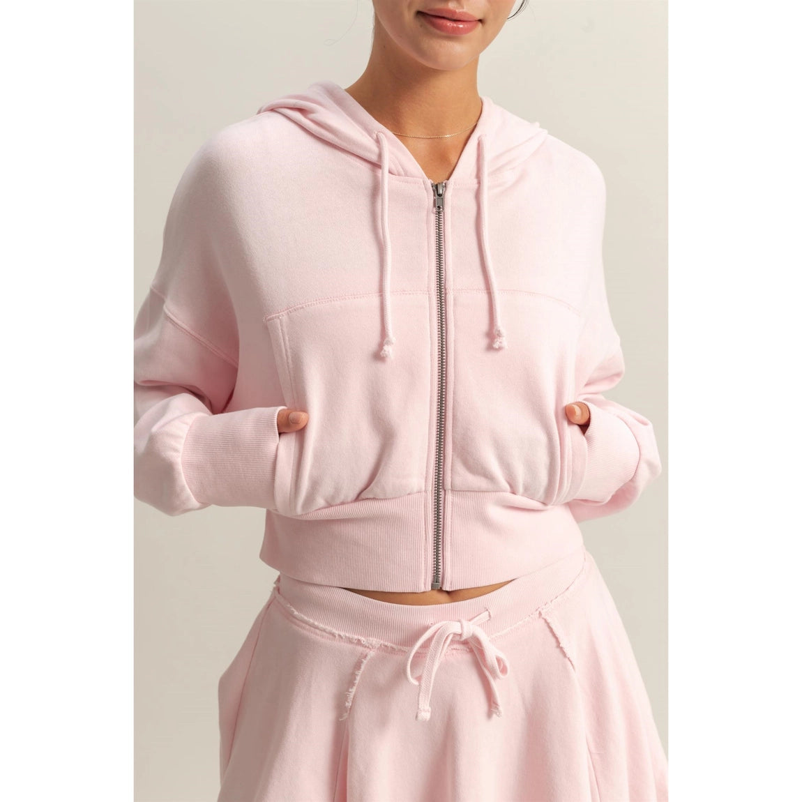 Stevie Cropped Zip Hoodie Sweatshirt