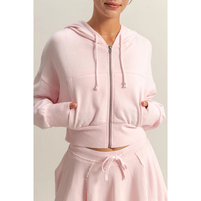 Stevie Cropped Zip Hoodie Sweatshirt