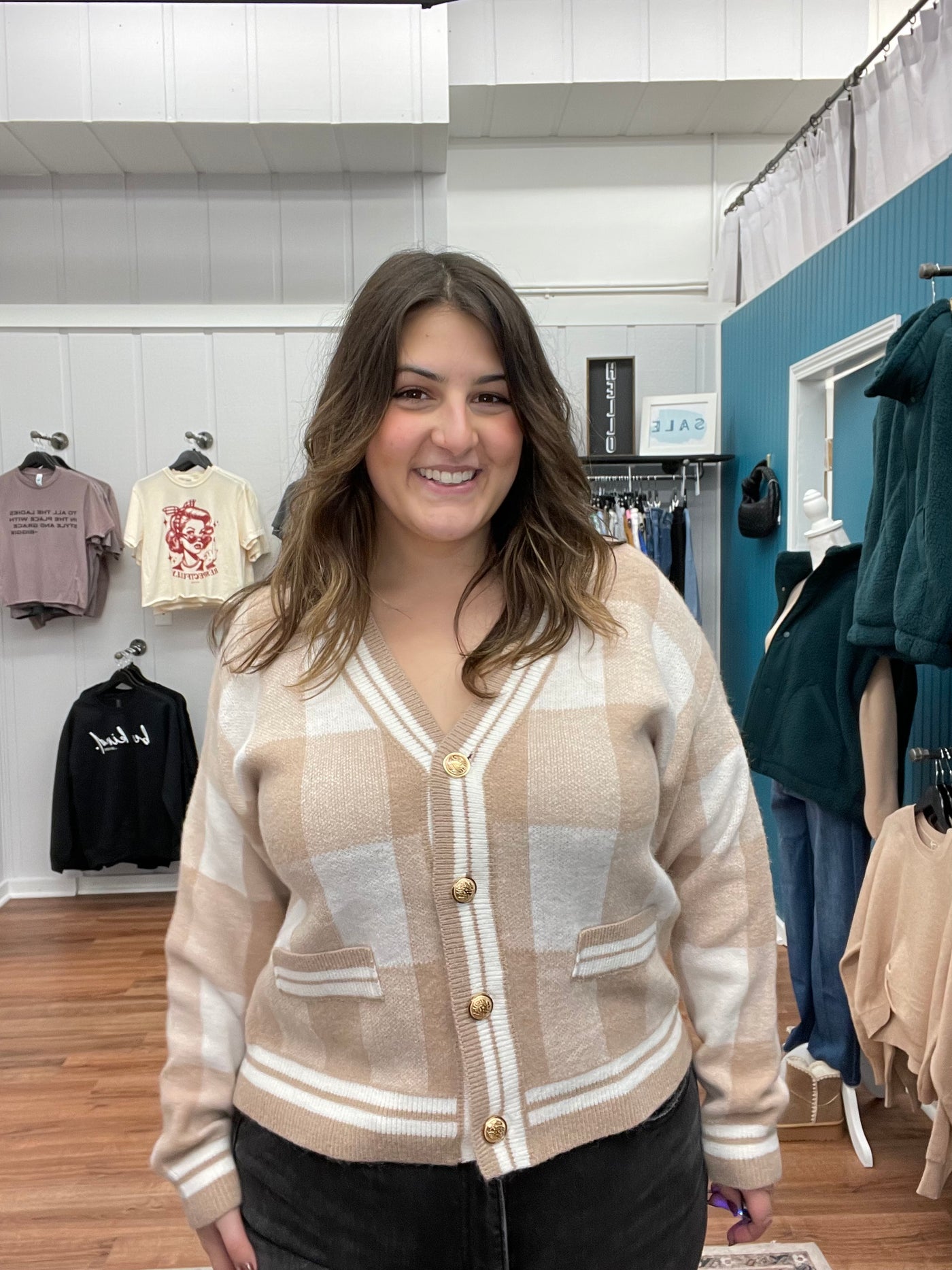 Carter Checkered Sweater Cardigan