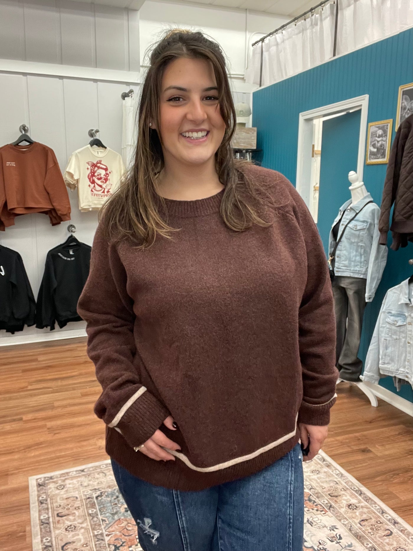 Tessa Trimmed Crewneck Sweater