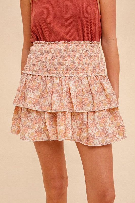 Stella Floral Print Smocked Mini Skirt