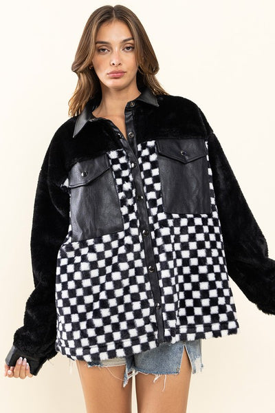Charlie Checkerboard Faux Jacket