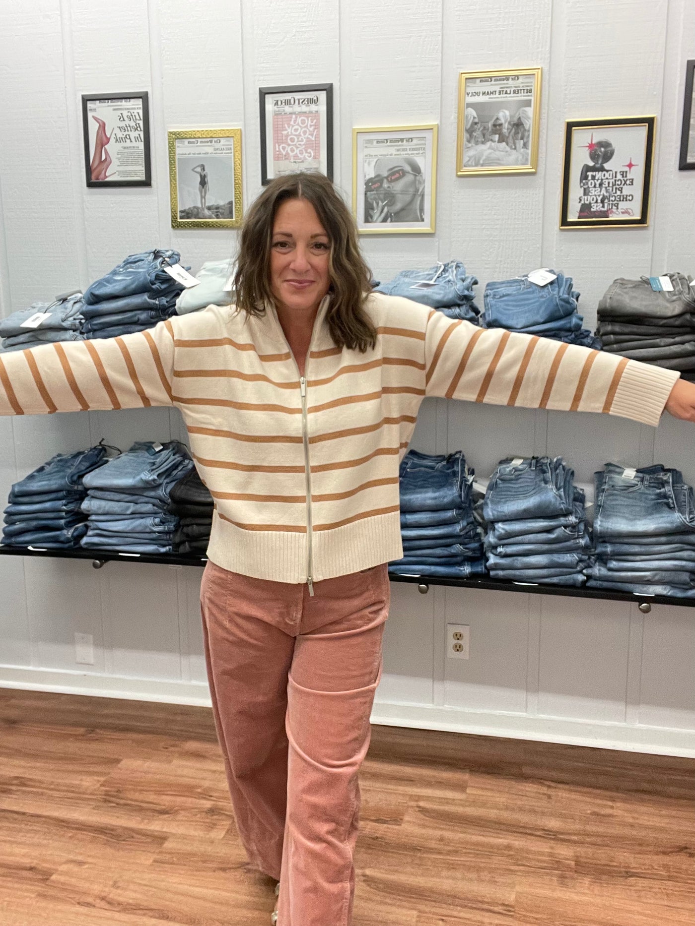 Xander Zip Up Striped Sweater