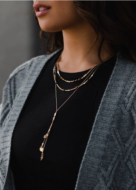 Lariat Triple Layer Necklace