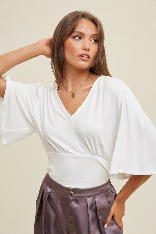 Angie Terry Knit Flutter Sleeve Top