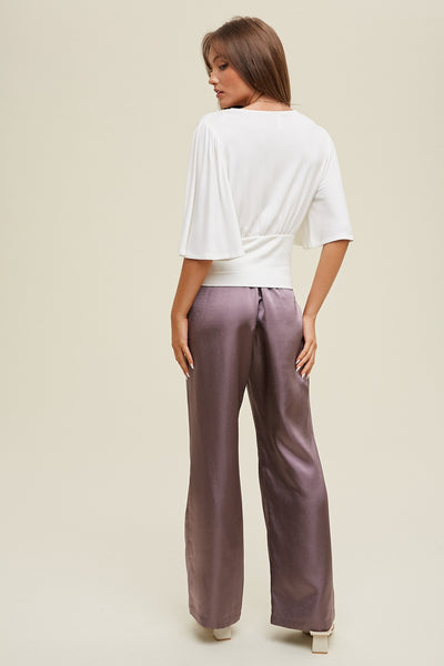 Angie Terry Knit Flutter Sleeve Top