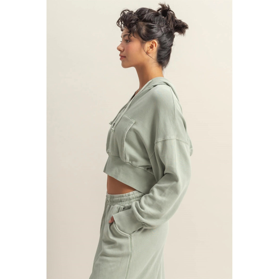 Stevie Cropped Zip Hoodie Sweatshirt