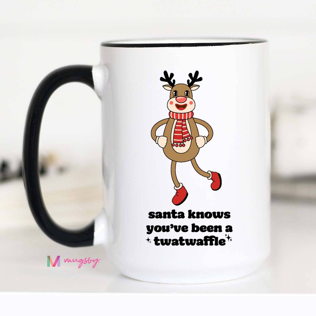 Santa Knows Retro Christmas Coffee Mug
