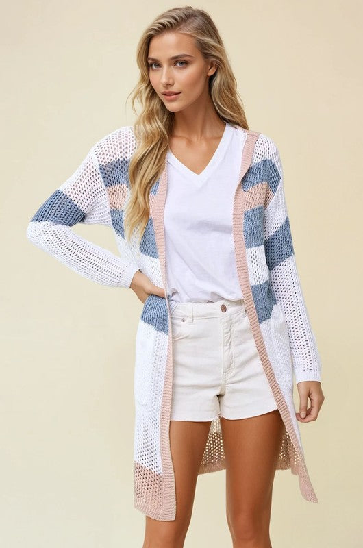 Erika Striped Hoodie Cardigan