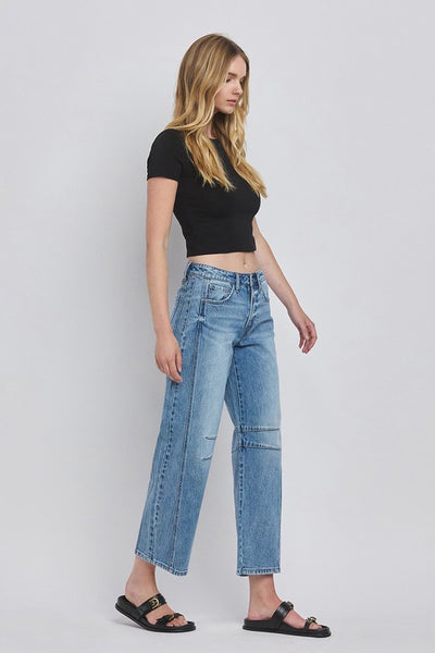 Naples High Rise Barrel Leg Denim