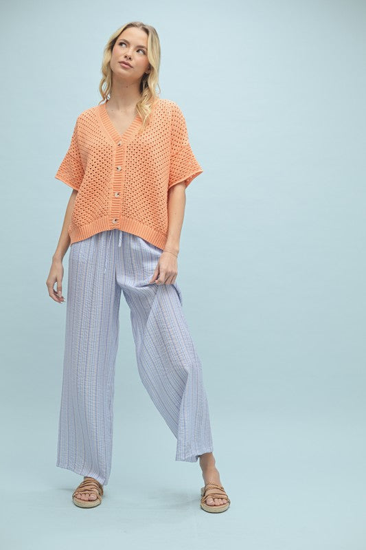 Olivia Open Knit Button Up Sweater