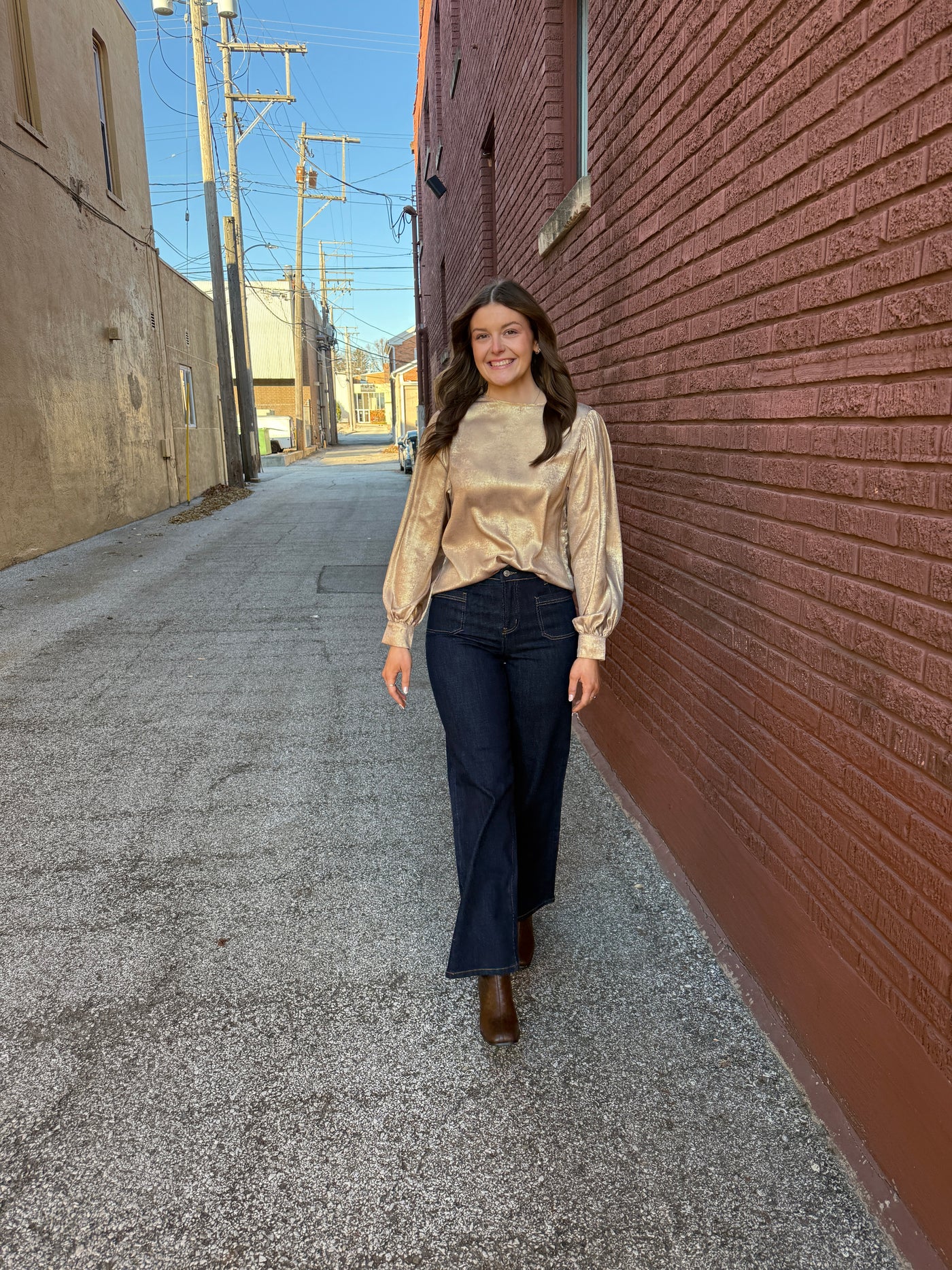 Magic Metallic Long Sleeve Blouse