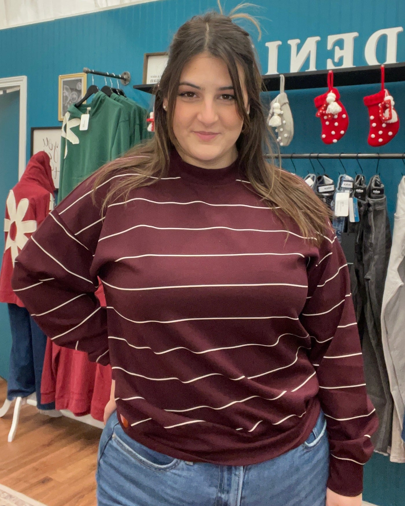 Harley Striped Long Sleeve Crewneck Top