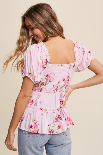 Marley Floral Print Peplum Top