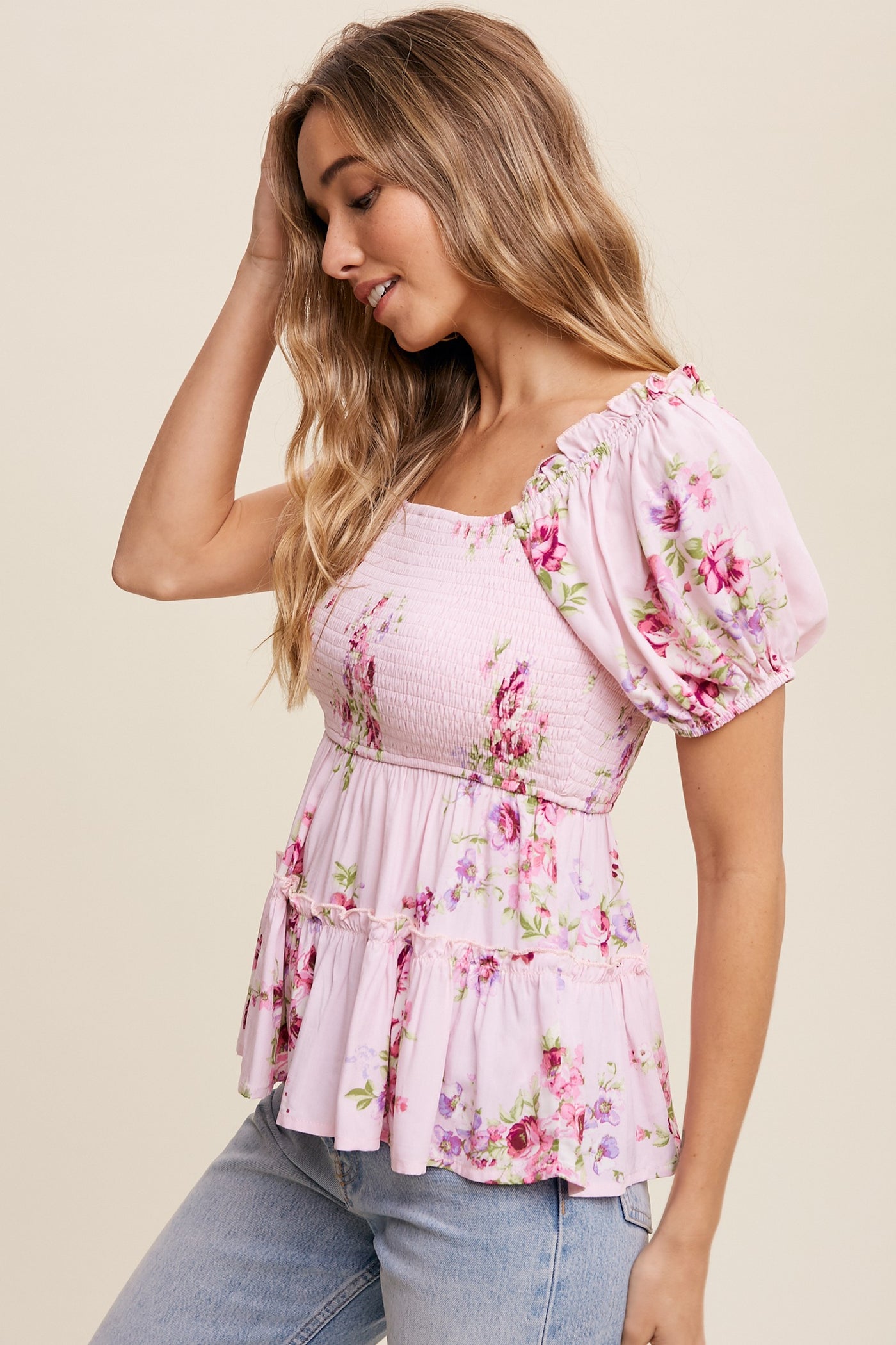 Marley Floral Print Peplum Top