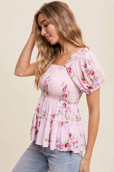 Marley Floral Print Peplum Top