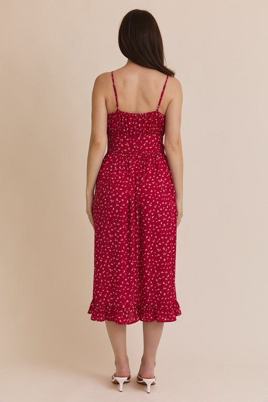 Stacey Red Dot Midi Dress