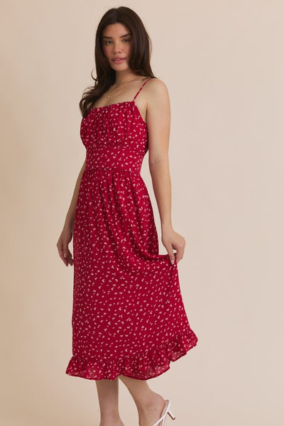 Stacey Red Dot Midi Dress