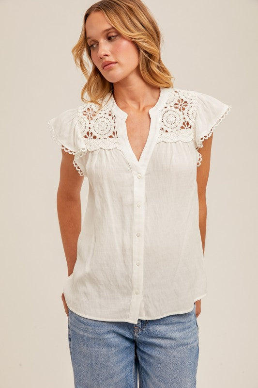 Samantha Crochet Yoke Top