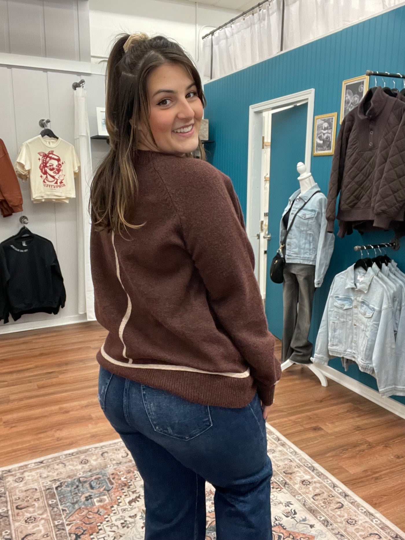 Tessa Trimmed Crewneck Sweater