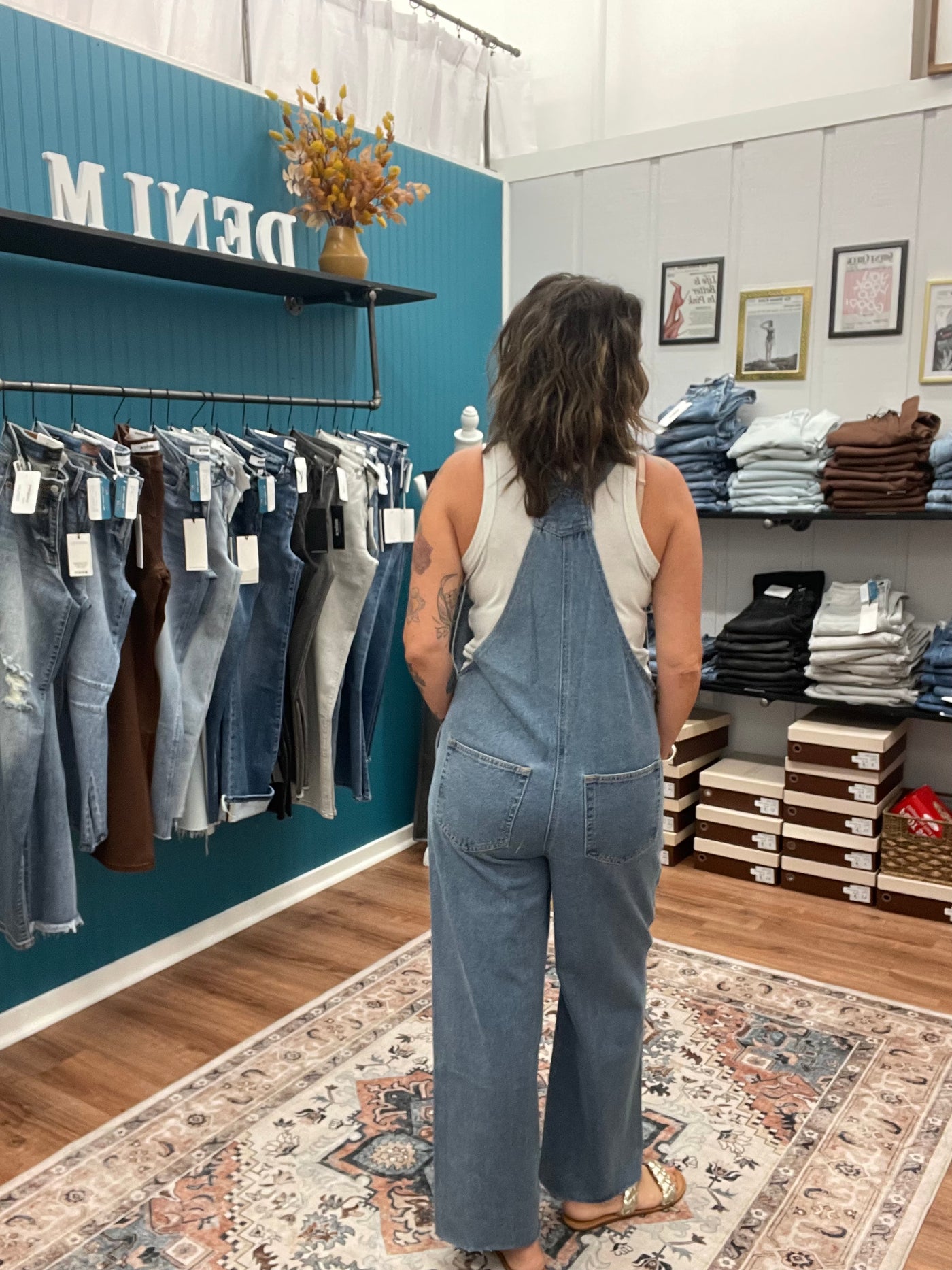 Marlo Wide Leg Denim Overalls