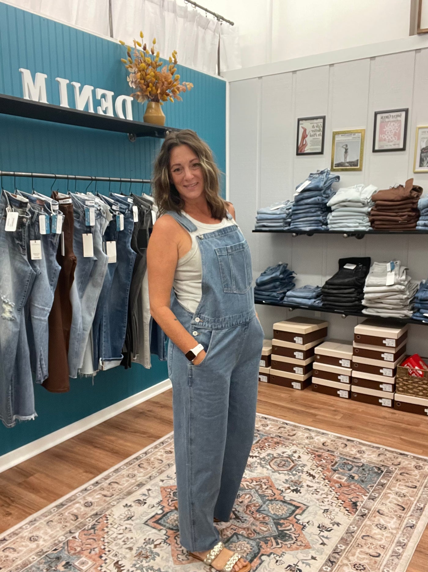 Marlo Wide Leg Denim Overalls