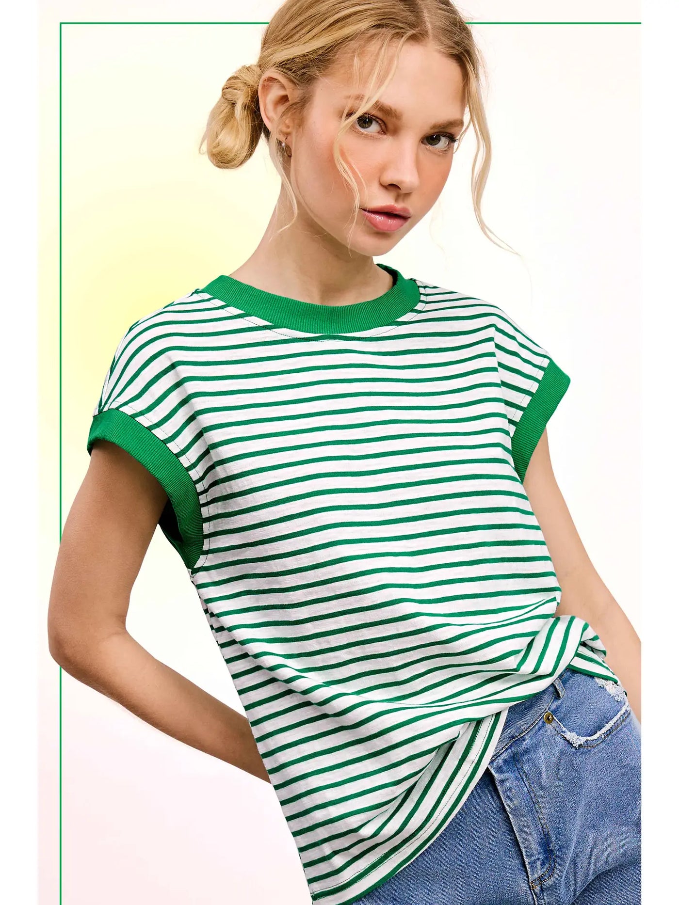 Leesa Nautical Striped Cap Sleeve Top