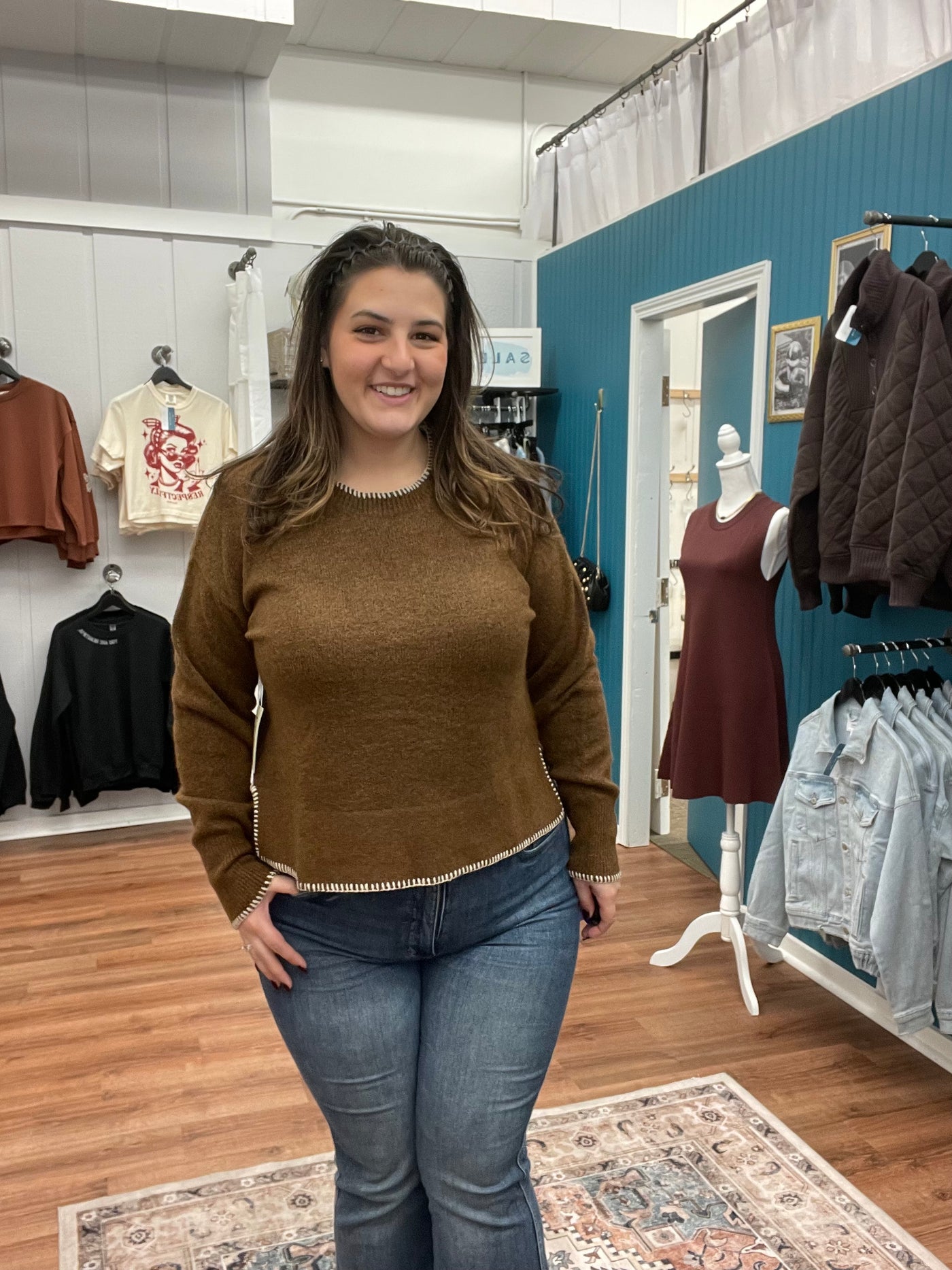 Kallie Side Slit Crewneck Sweater