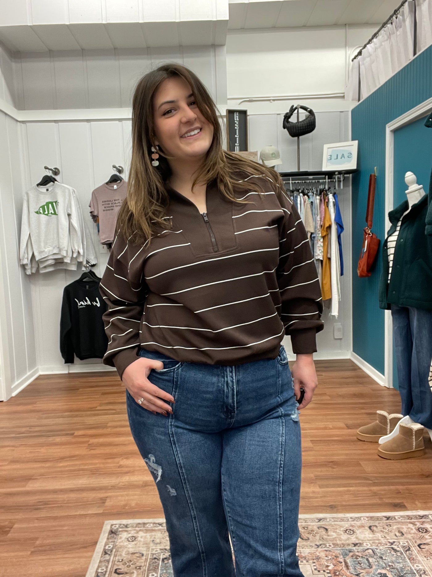 Jameson Scuba Stripe V-Neck Jacket Top