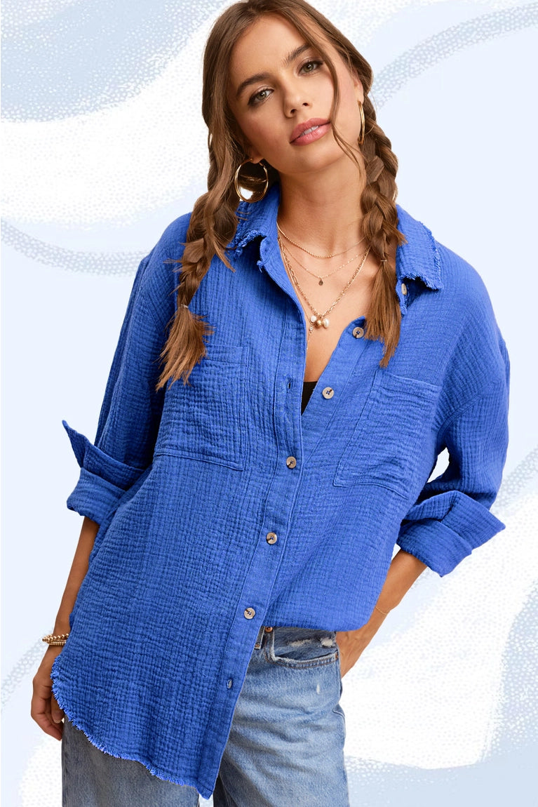 Callie Crinkle Button Down Shirt