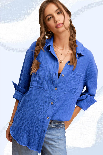 Callie Crinkle Button Down Shirt
