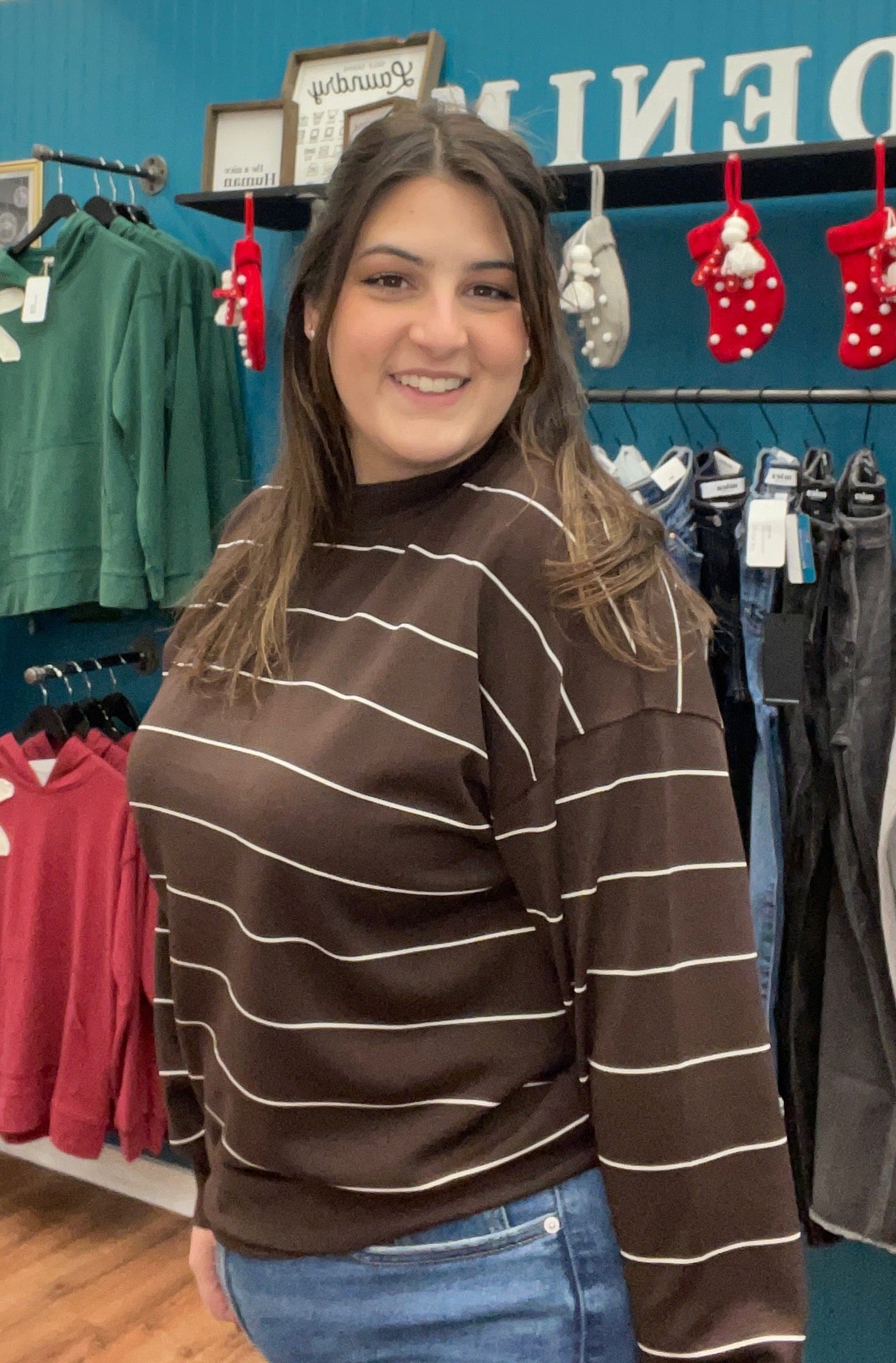 Harley Striped Long Sleeve Crewneck Top