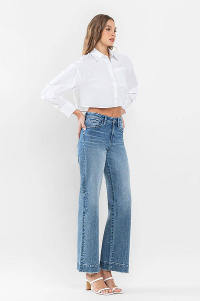 FLYING MONKEY - HIGH RISE WIDE LEG JEANS WITH TROUSER HEM DETAIL F5391: PERMISSIBLE / 25