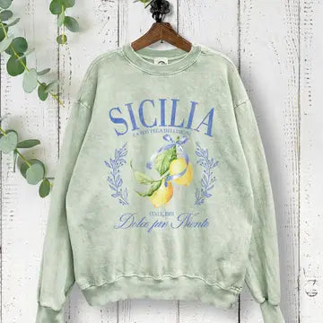 Sicilia Lemon Print Mineral Wash Sweatshirt