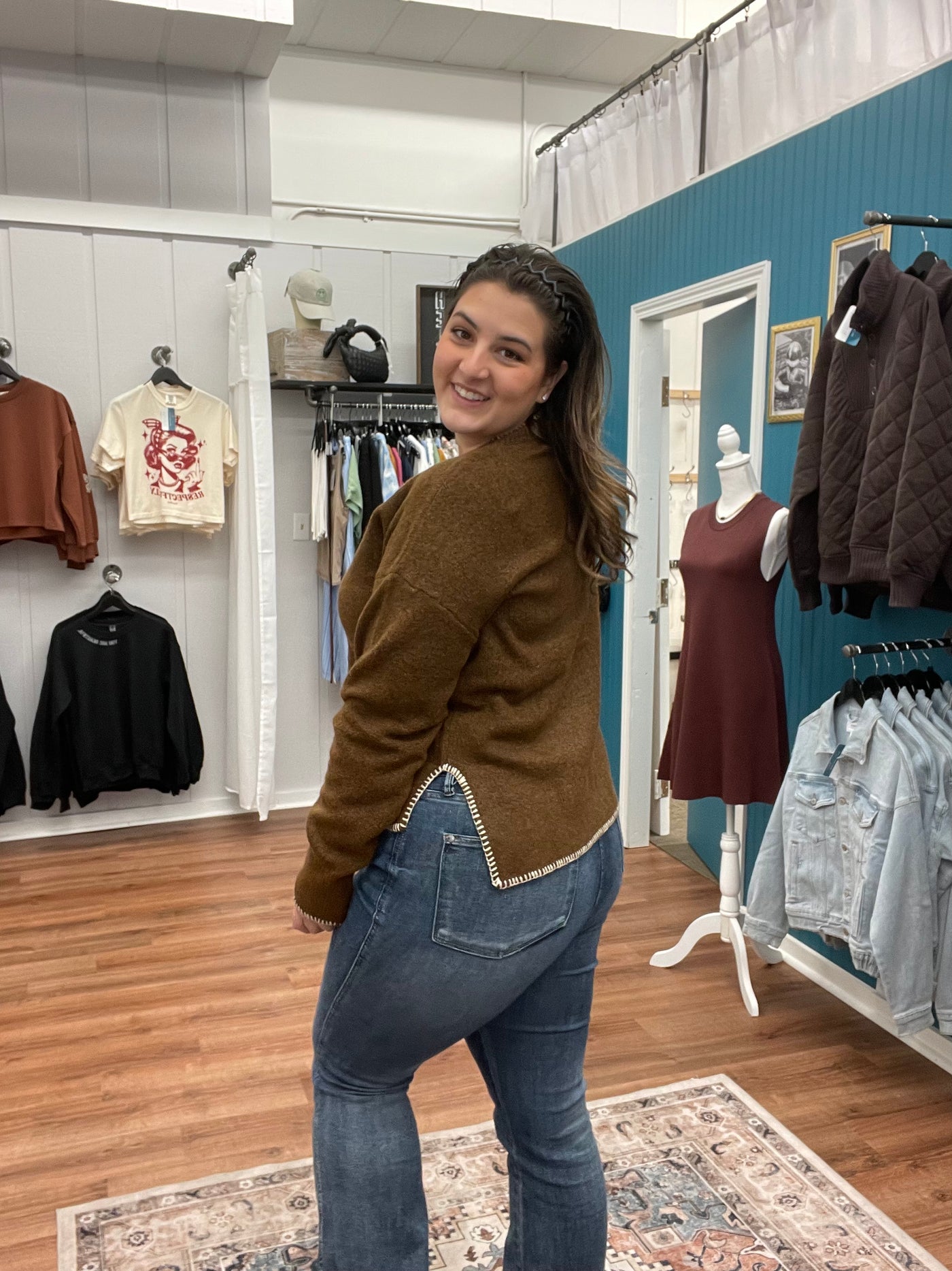 Kallie Side Slit Crewneck Sweater