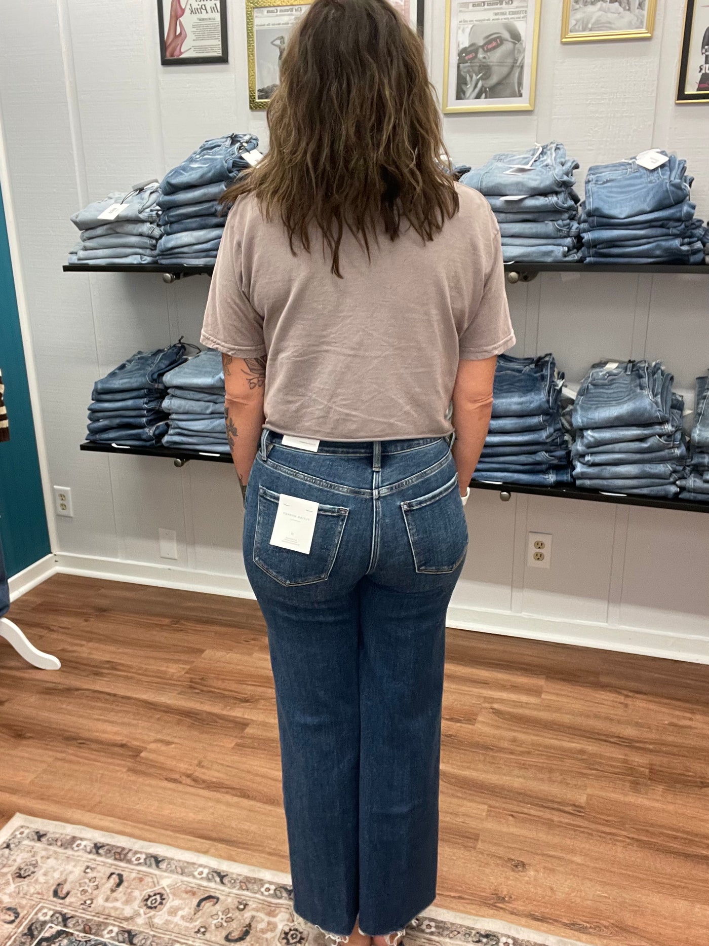 Carmel High Rise Wide Leg Trouser Bottom Denim