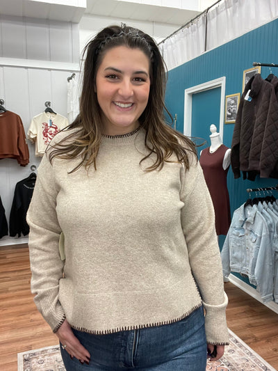 Kallie Side Slit Crewneck Sweater