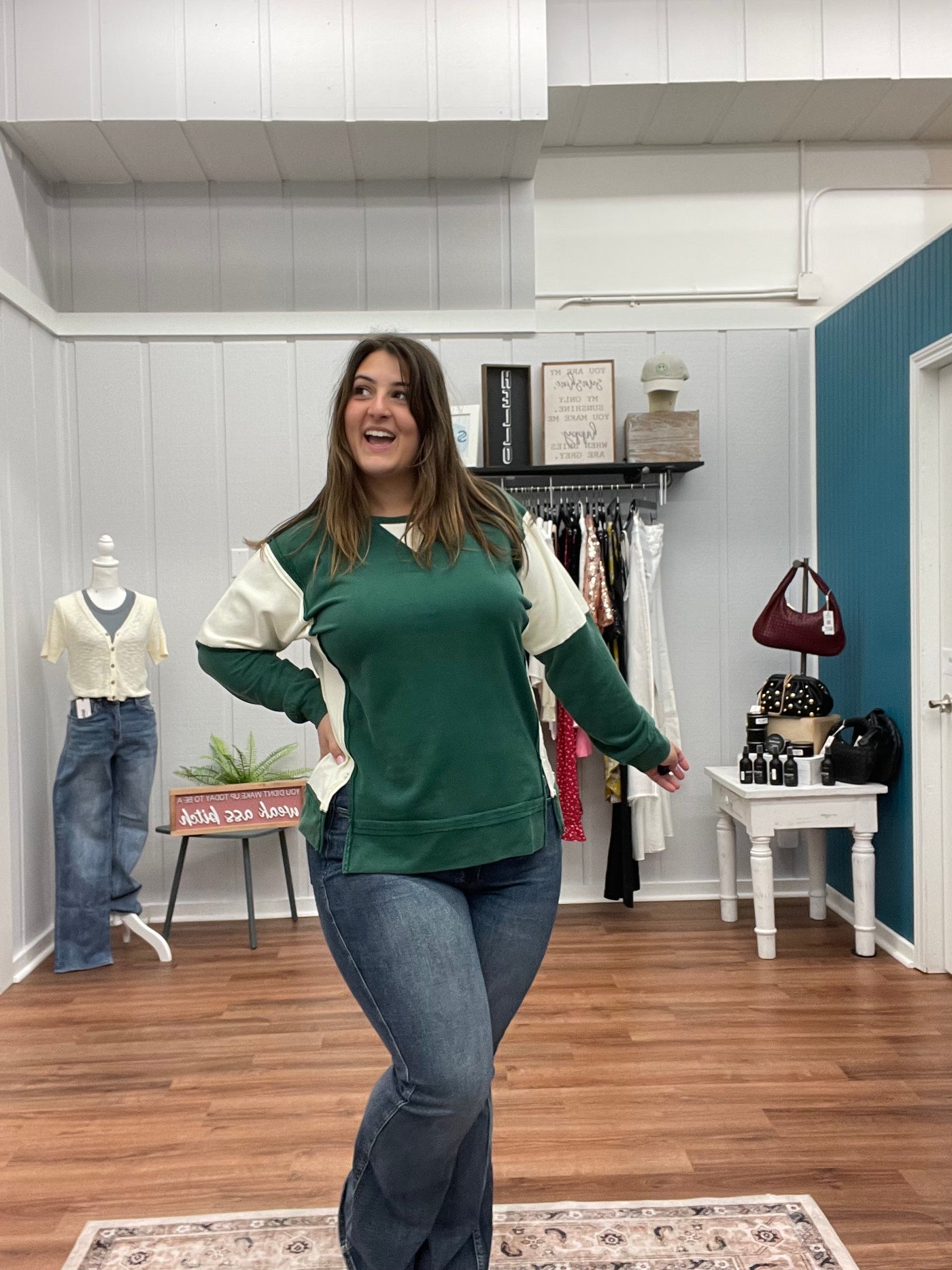 Dani Long Sleeve Color Block Sweatshirt