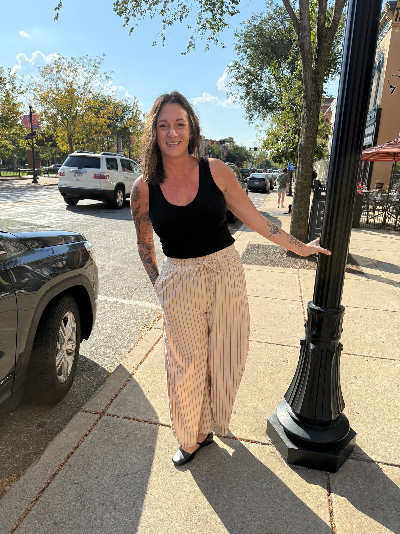 Holly Striped Corduroy Wide Leg Bottoms