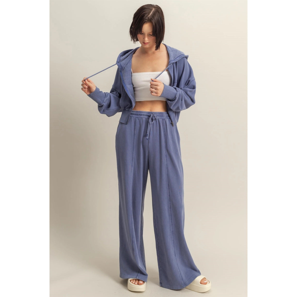 Stevie Cropped Zip Hoodie Sweatshirt