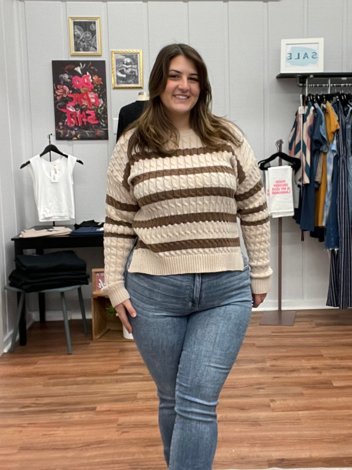 Margot Side Slit Cable Knit Sweater