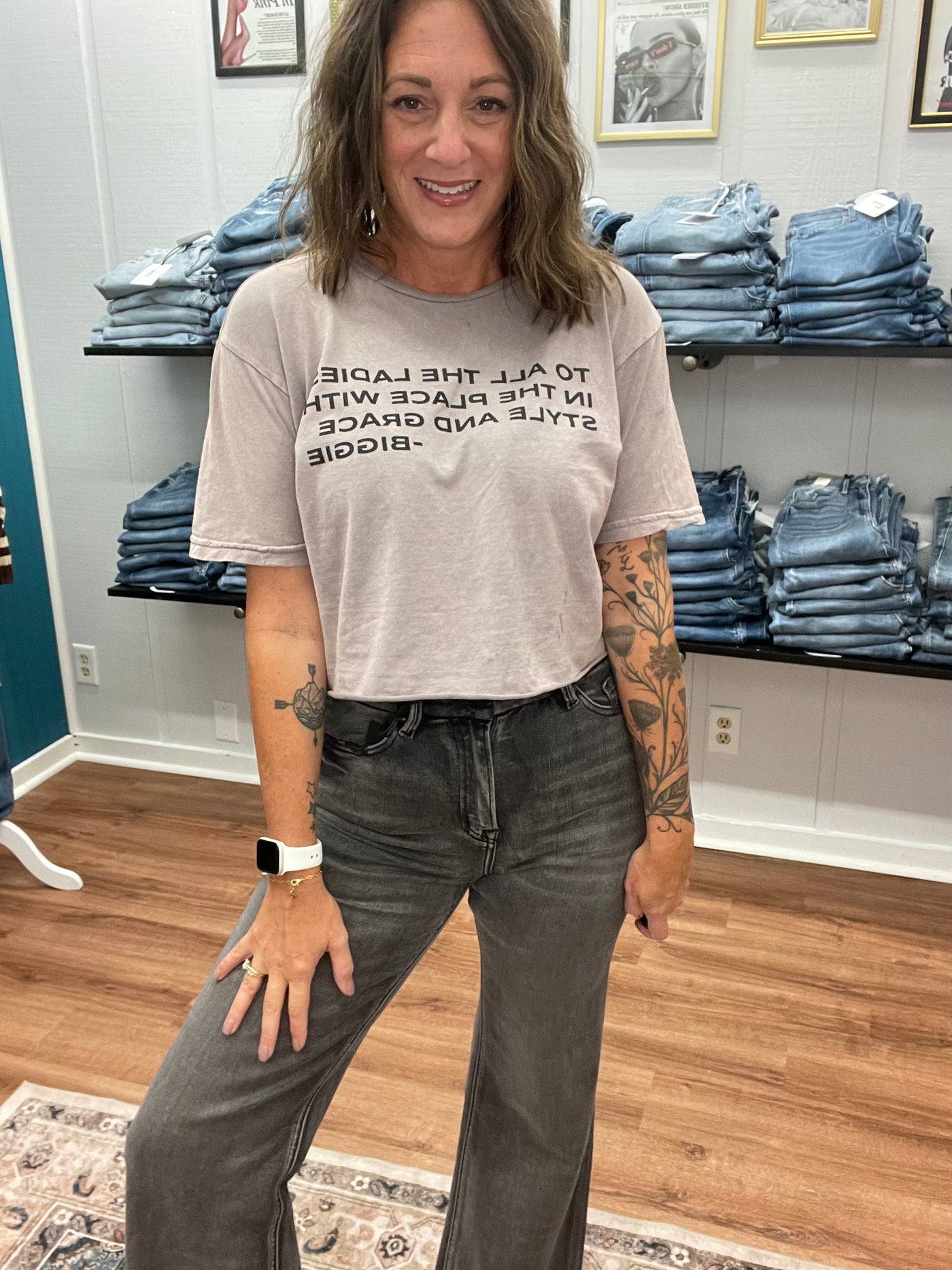 Baltimore High Rise Wide Leg Grey Denim