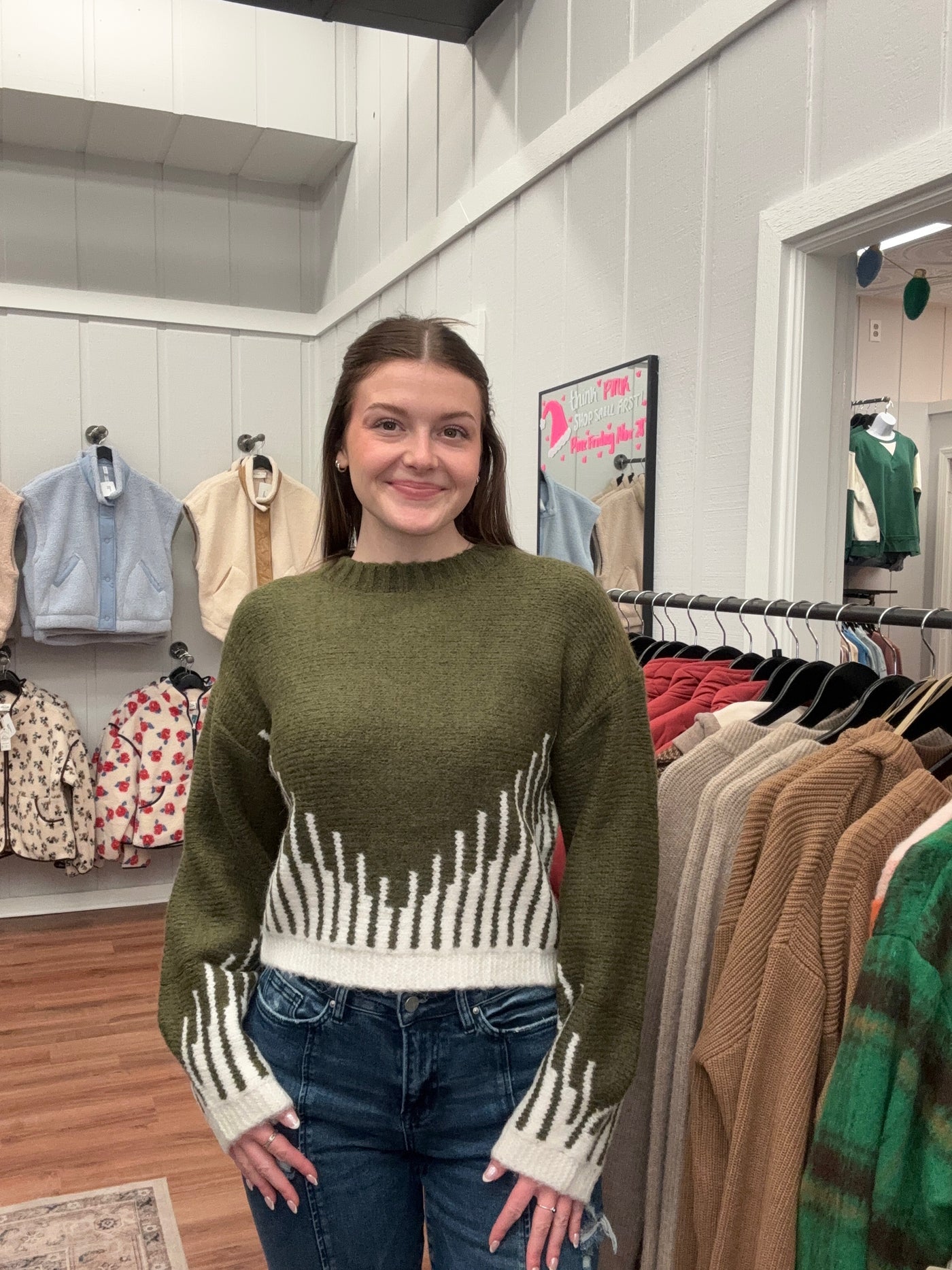 Parker Contrast Striped Crewneck Sweater