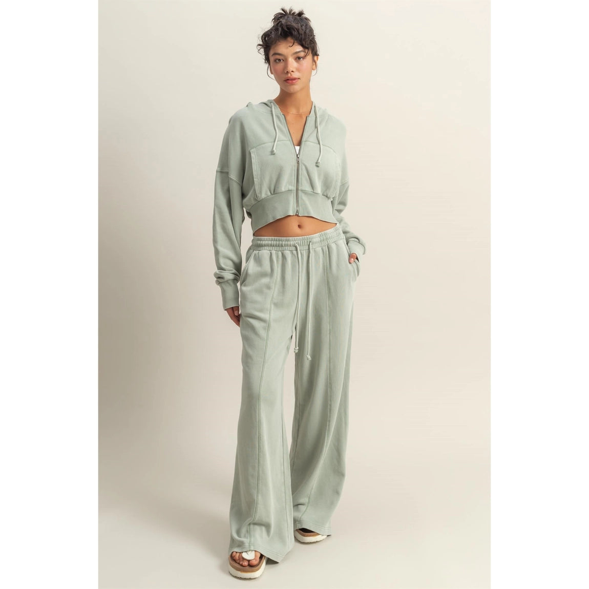 Stevie Cropped Zip Hoodie Sweatshirt