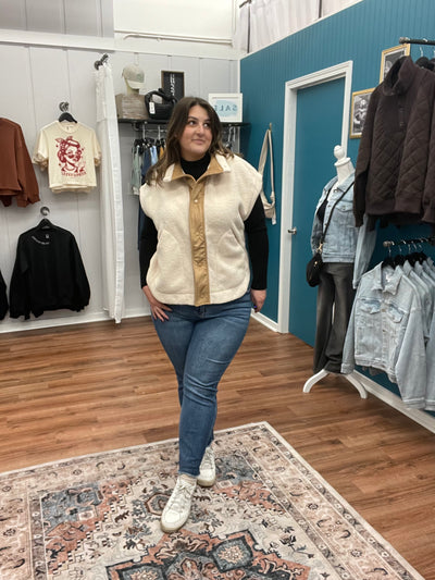 Ashley Suede Trim Sherpa Vest