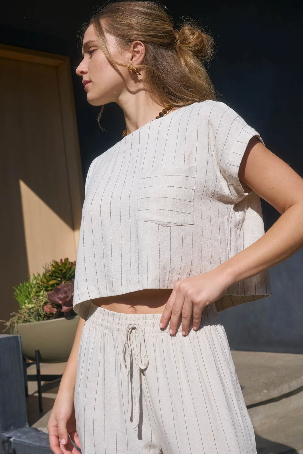 Gretchen Pinstripe Linen Set