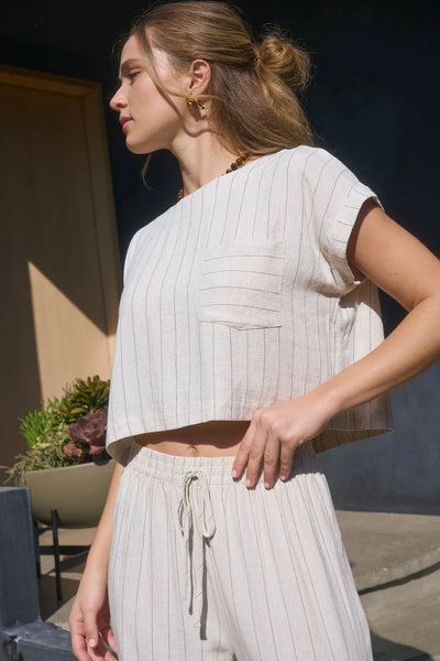 Gretchen Pinstripe Linen Set