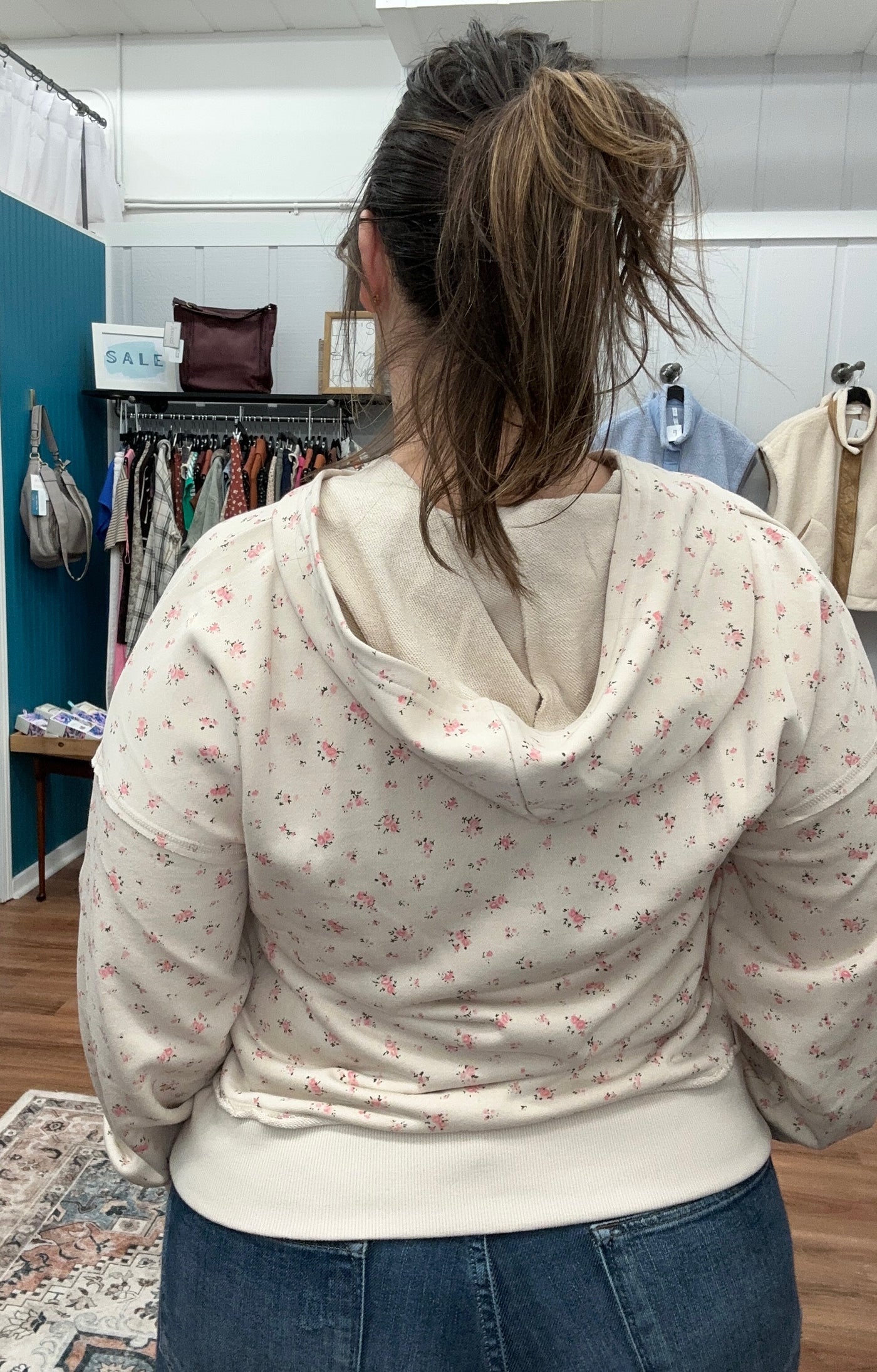 Frosty Oversized Floral Hoodie Sweatshirt